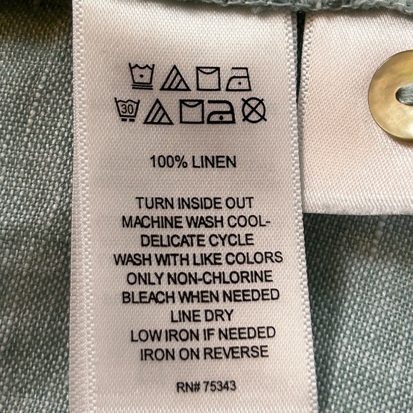 Sigrid Olsen 100% Linen Button Down sage color Shirt LARGE - Picture 6 of 10